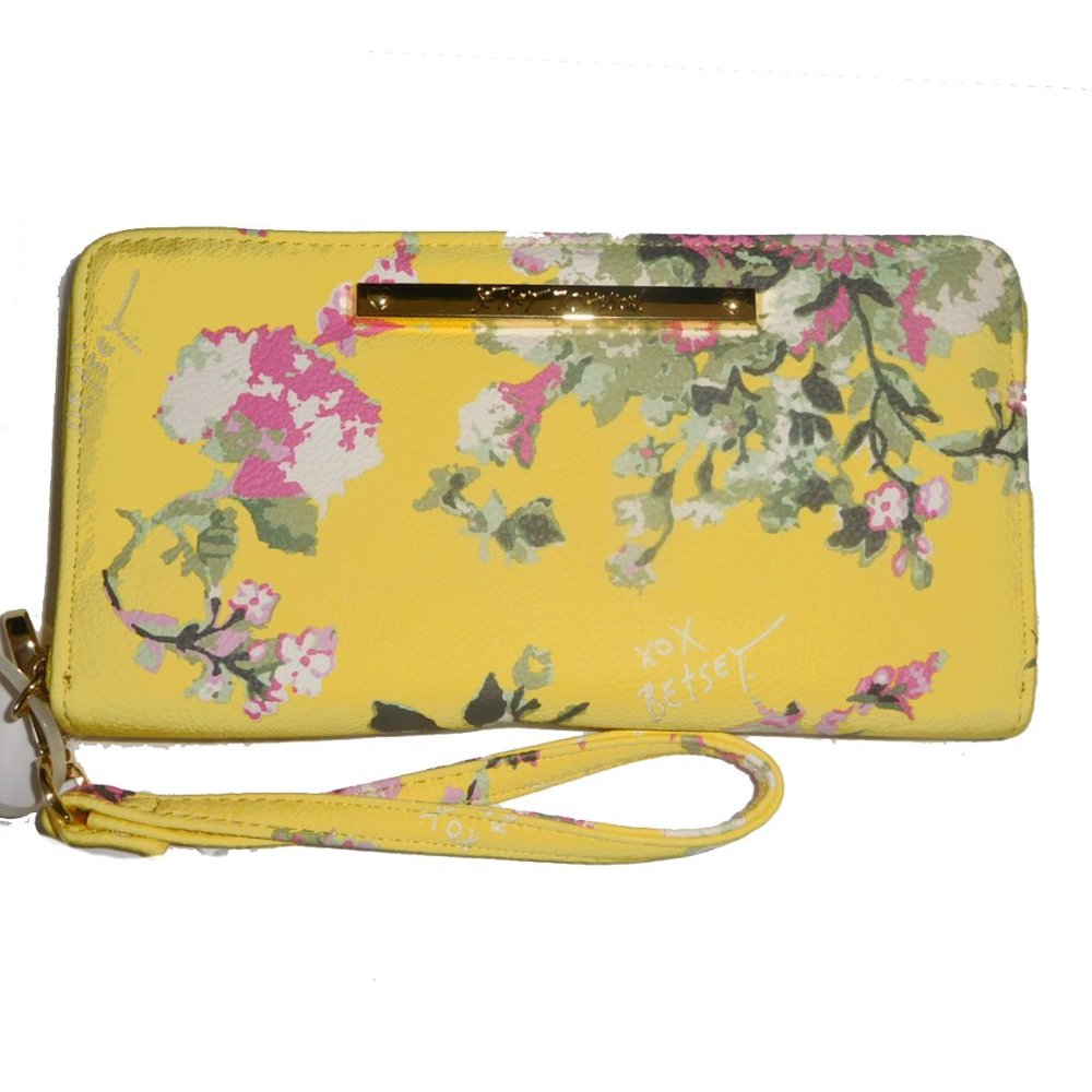 BETSEY JOHNSON YELLOW ZIP AROUND WALLET